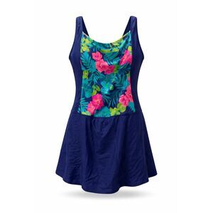 Gabar 22W Swim Dress Navy Blue Tropical Floral One Piece Plus Size Tummy Control